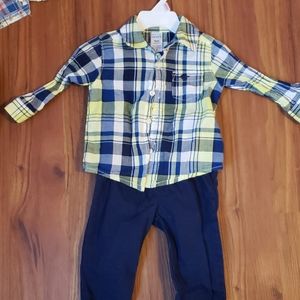 Button up with dinosaur embroidery and pants